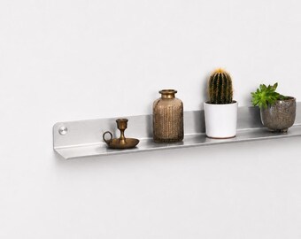 Up to 200 cm Stainless steel floating Wall Shelf, Decorative Minimal Display Shelf, Black Metal Shelf, Frame Shelf, Decorative