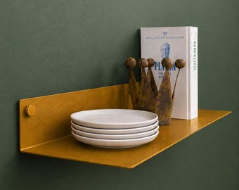 LONG WALL SHELF, Floating Plant Shelf, Heavy Duty Metal Floating Shelf, Hanging Wall Shelves, Modern Floating Kitchen Shelf Up to 200 cm