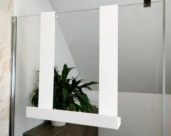 White Hanging Shower Shelf: No-Drill Stainless Steel Bathroom Caddy