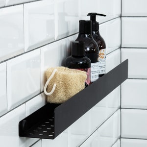 Estante de ducha negro mate, elegante estante de ducha de 30 cm, 50 cm y 70 cm, estante de ducha blanco, alternativa a organizador de ducha, metal mate, estante de baño imagen 3