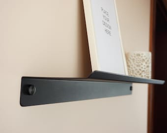 Up to 200 cm Floating Wall Shelf, Decorative Minimal Display Shelf, Black Metal Shelf, Frame Shelf, Decorative, Black Metal Shelf
