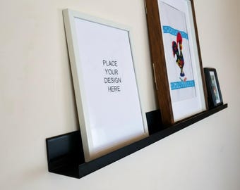 Magnetic Metal Picture Ledge with Hidden Mounts, Floating Photo Shelf 40–120 cm, Wall Display Rail for Pictures & Decor