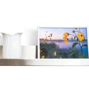 Modern floating metal picture ledge made of 1.5 mm cold-rolled steel, with rounded corners and front lip. Ideal for framed photos, art prints, books, spices or decor. Powder-coated in black, black matt, white, white matt, or brushed stainless steel for industrial, minimalist, or Scandinavian interiors. Wall-mounted with hidden hardware. Available in custom RAL colors and lengths up to 240 cm.
