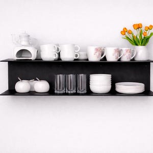 Metallische schwebende Küchenregale, moderne wandmontierte Schwerlastregale Black matt
