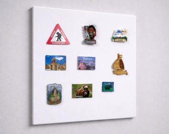 Matte White Metal Magnet Board: Modern Wall Decor, Travel Magnet Display