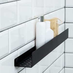 Estante de ducha negro mate, elegante estante de ducha de 30 cm, 50 cm y 70 cm, estante de ducha blanco, alternativa a organizador de ducha, metal mate, estante de baño imagen 7