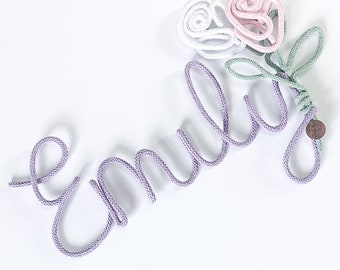 Personalised Wire Knitted Cord Name Words, Wall Decor Nursery, Bedroom, Play Room, Door Sign,Baby Shower Gift, Home Decor Girl Boy, Custom