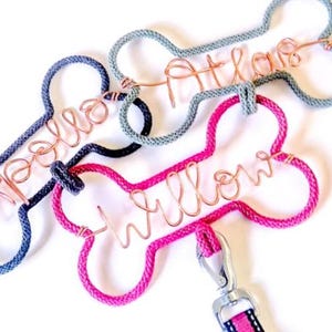 Personalised Knitted Wire dog lead hook. Strong wire Bone shaped, Pet Leash Hanger bild 17