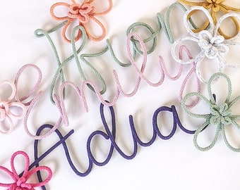 Personalised Wire Knitted Cord Name Words, Wall Decor Nursery, Bedroom, Play Room, Door Sign,Baby Shower Gift, Home Decor Girl Boy, Custom