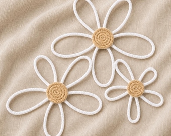 Knitted Wire Daisy Set of 3. Customised, Bedroom, Nursery Wall Decor, or gift.