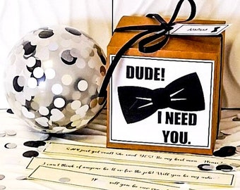 Will you be my bridesmaid proposal balloon pop me Balloon in a box. Best man, man of honor, page boy, ring bearer, usher, groomsman