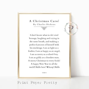 Printable 8X10 A Christmas Carol Page Quote Charles Dickens Christmas Wall Art Holiday Decor Instant Digital Download