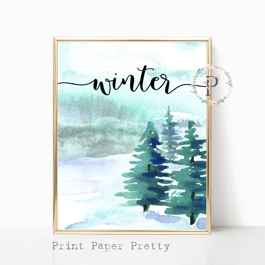 Printable 8X10 Winter Wall Art Print Holiday Decor Watercolor Quote ...