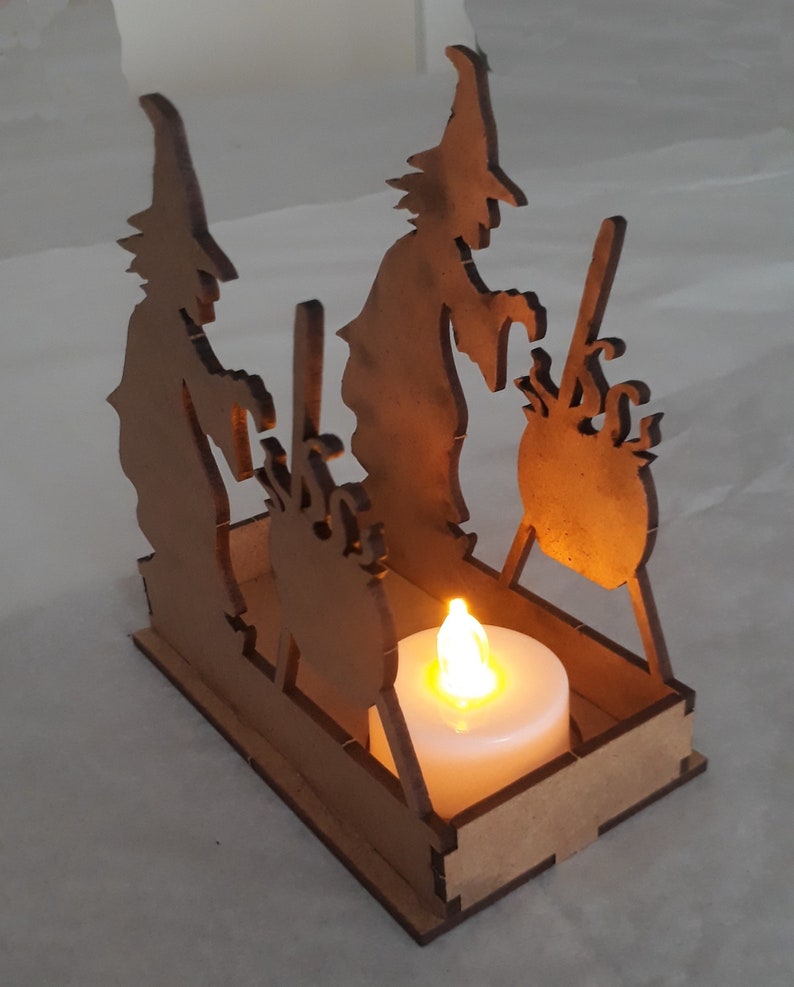 Halloween Candle Holder Panel Pattern Wooden Laser Cut CNC Etsy