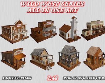 Wild West house, Wild West house, Wooden laser cut, CNC File, Vector Art, Cdr AI Pdf DXF Svg, Christmas gift