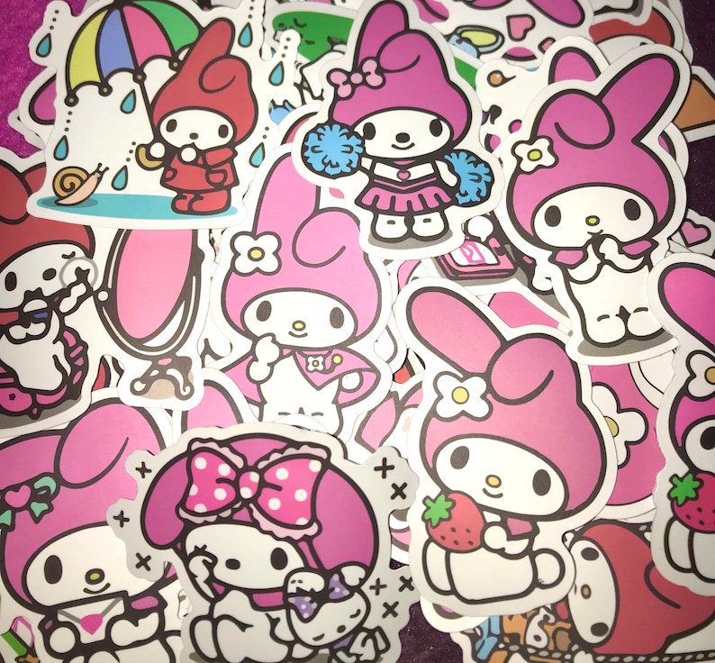 Hello Kitty My Melody Kuromi Sticker Pack Stickers Kawaii Cute for ...
