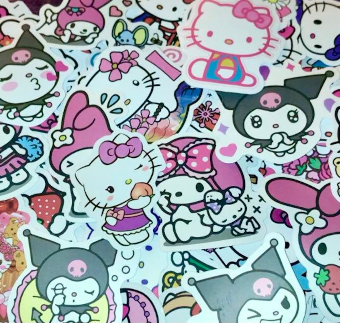 Hello Kitty My Melody Kuromi Sticker Pack Stickers Kawaii Cute for ...