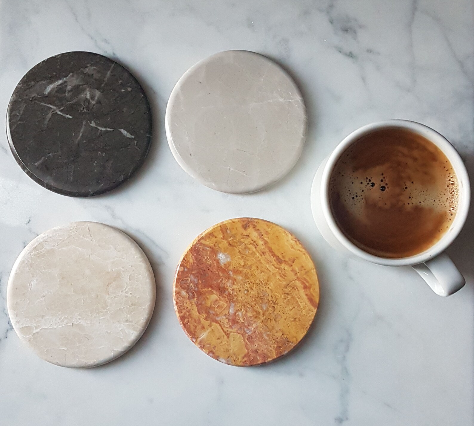 Marble Coaster Natural Stone Coaster Drink Coasters Living Etsy UK