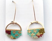 Sally - Mini Half Circle Dangler Beaded Earrings, Abstract beaded earrings
