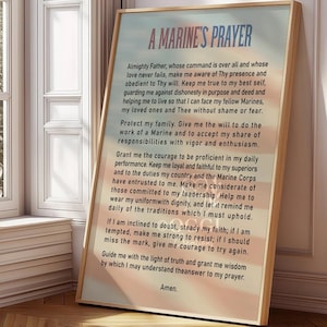 A Marine&#39;s Prayer Wall Art: Christian USMC Military Gift