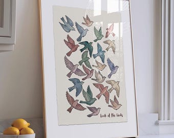 Look at the birds Bible Verse Wall Art Christian Bird Poster