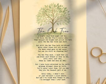 Oak Tree Poem Card: Sympathy Gift, Encouragement Card