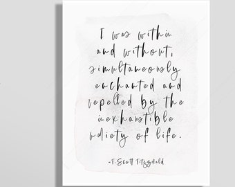 F Scott Fitzgerald The Great Gatsby Quote - I Was Within And Without...Variety Of Life Quote -  Inspirational Quote - Office Decor BFF gift