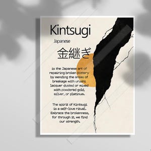 Kintsugi Definition Print - Inspirational Quote - Embrace Strength in Brokenness— Office Decor - Birthday gift - Japanese Culture Art Print