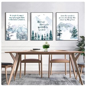 Inspirational Quote Art Prints: Watercolor Mountain Set of 3