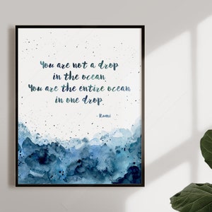 Rumi Quote Print: Watercolor Ocean Art - Inspirational Wall Decor
