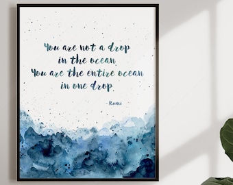 Rumi Quote Print: Watercolor Ocean Art - Inspirational Wall Decor