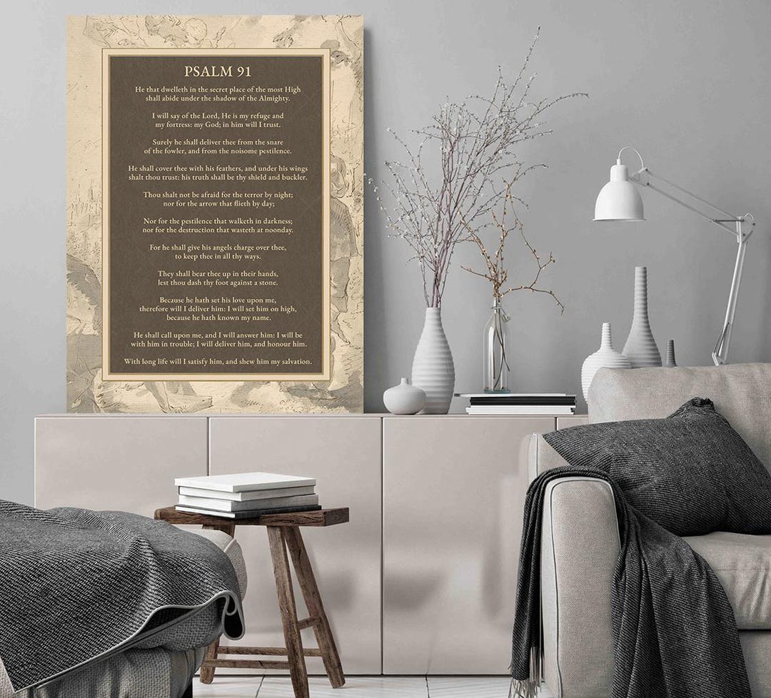 Psalm 91 Wall Art Print, Christian Scripture Decor, Bible Verse Poster ...