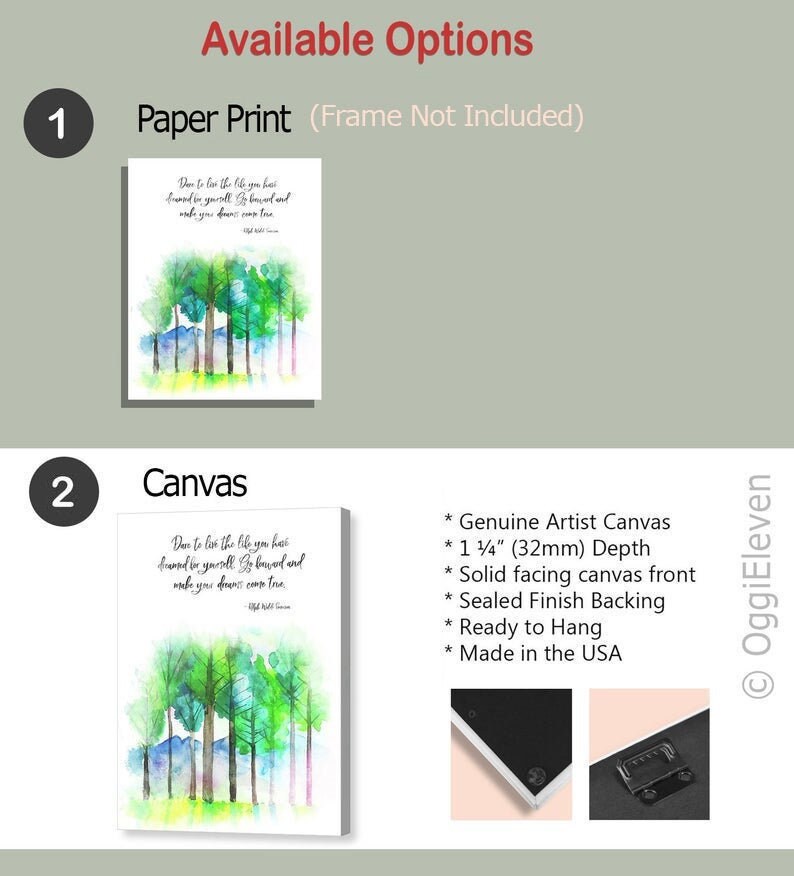 Inspirational Quote Art Print: Watercolor Forest Landscape - Etsy