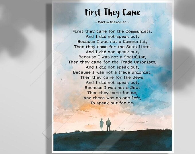First They Came Poem Gold Foil Art Print Martin Niem ller Holocaust 