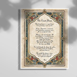 The Guest House Rumi Quote Art Print - This being human is a guest house. Every morning a new arrival - Rumi Quote Print - Literaty Poster#3