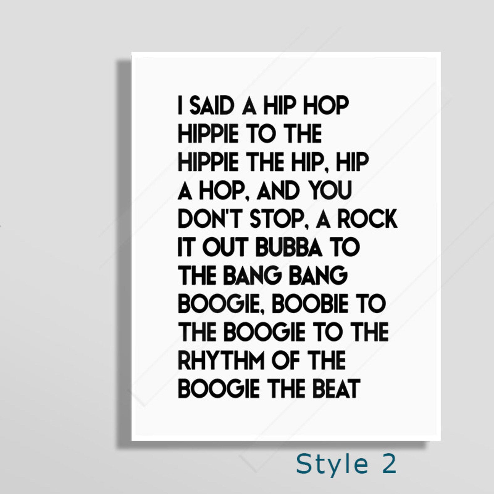 Rappers Delight Song Lyrics Quote Art Print Hip Hop Poster Etsy
