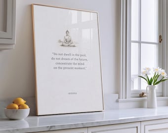 Buddha Quote Wall Art Meditation Print Mindfulness Poster Neutral Spiritual Decor