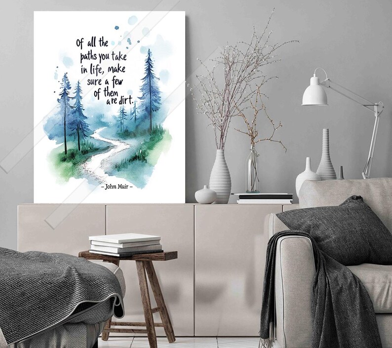 John Muir Quote Print: Watercolor Landscape Art - Etsy