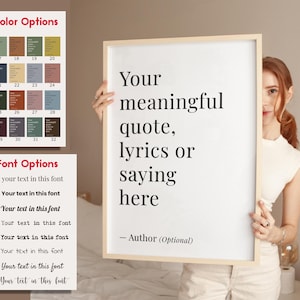 Custom Quote Wall Art print personalized song lyrics Bible verse decor for office bedroom gift Framed Typography Poster Free US Shipping