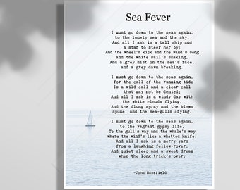 Sea Fever Poem Art Print: John Masefield Literary Poster
