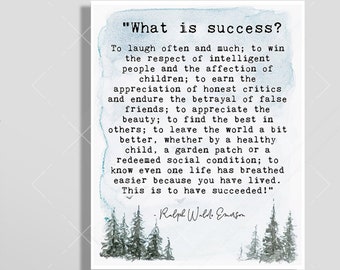 Emerson Success Quote Art Print: Inspirational Poem