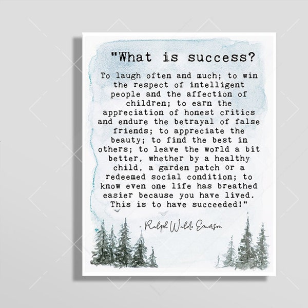 What is Success? To laugh often and much .... Ralph Waldo Emerson Success Quote Poem Art Print | Ralph Waldo Emerson Inspirational Quote