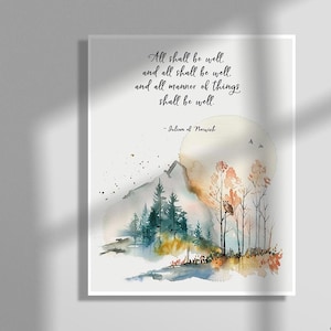 All Shall Be Well | Inspirational Poster | Julian of Norwich Quote Print | Uplifting Wall Art