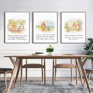 Set of 3 Winnie The Pooh  Quotes Watercolor Art Prints  - Inspirational Quote Art Prints - Birthday Gift - Housewarming Gift # Set A