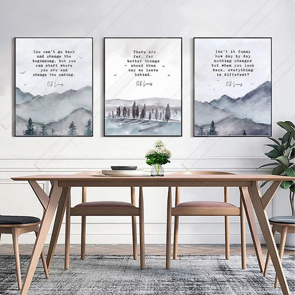 Set of 3 CS Lewis Inspirational Quote Art Prints  - Office Decor - Inspirational Quote Art Prints - Birthday Gift - Housewarming Gift