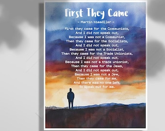 First They Came Print: Social Justice, Activism, Historical Quote