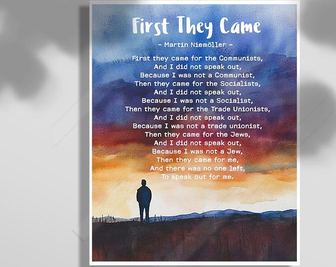 First They Came Poem Gold Foil Art Print - Martin Niemöller Holocaust ...