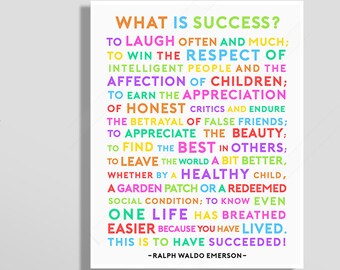 Emerson Success Quote Art Print: Inspirational Poem