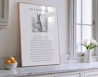 Impressão com citação de O Coelho de Veludo: Decoração inspiradora para quarto de bebê, arte literária para parede.