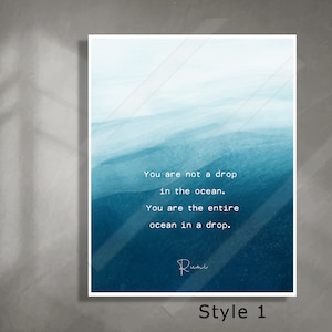 Rumi Quote Watercolor Art Print: Inspirational Ocean Poem
